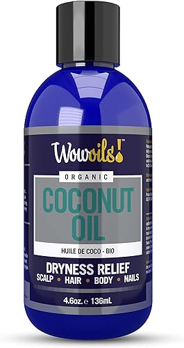 WowOils! Hidratante de aceite de coco para cuerpo, piel y cabello, aceite corporal de coco natural para hidratación seca del cuero cabelludo, el