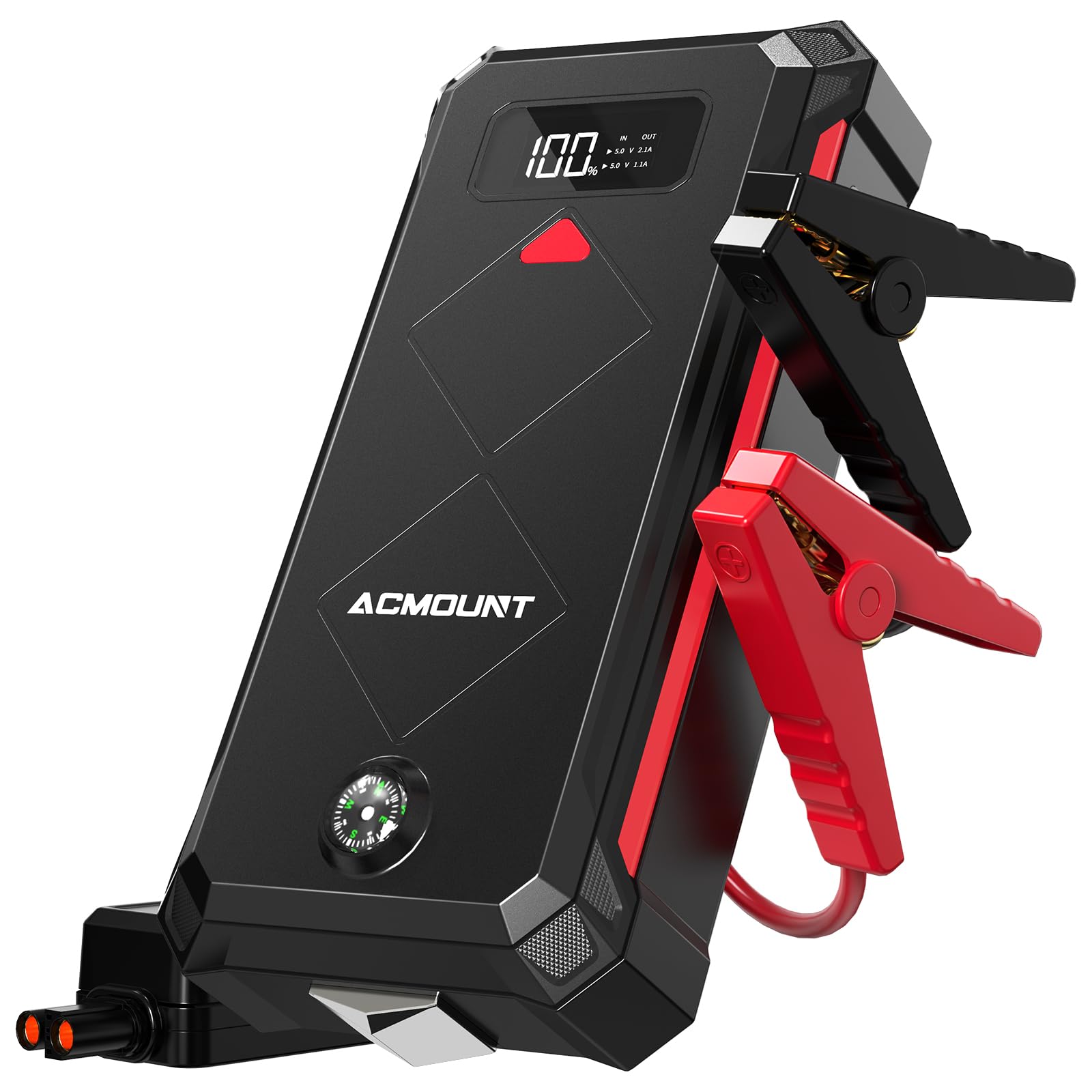 7000A Jump Starter Power Bank, 23800mAh Rozrusznik Samochodowy, Przenośny Wzmacniacz Baterii 12 V(Do 12L Benzyna/10L Diesel) Booster Baterii z Latarką LED, Kablami Rozruchowymi, USB i Kompasem