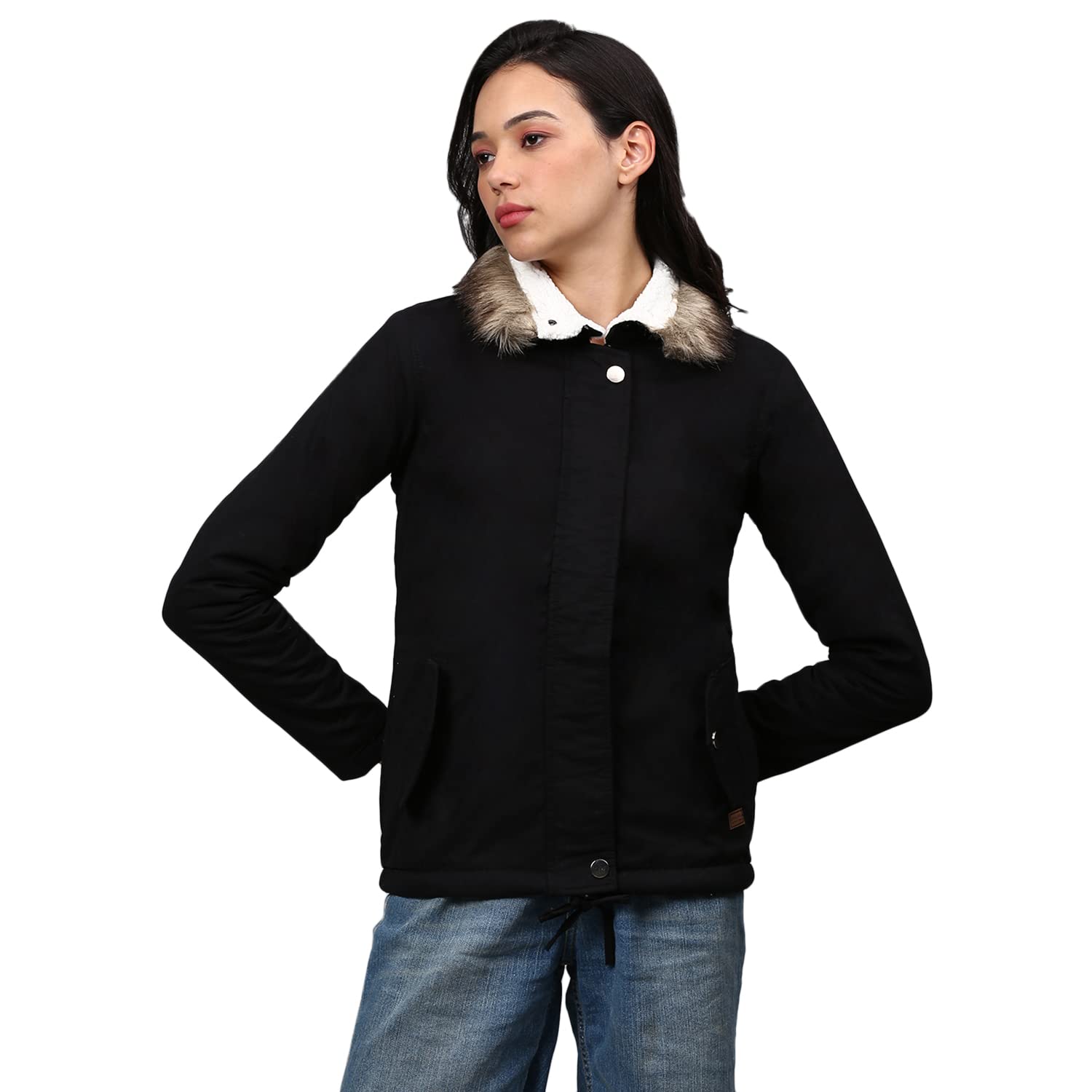 Campus Sutra Polyester Womens Standard Length Jacket in neutral