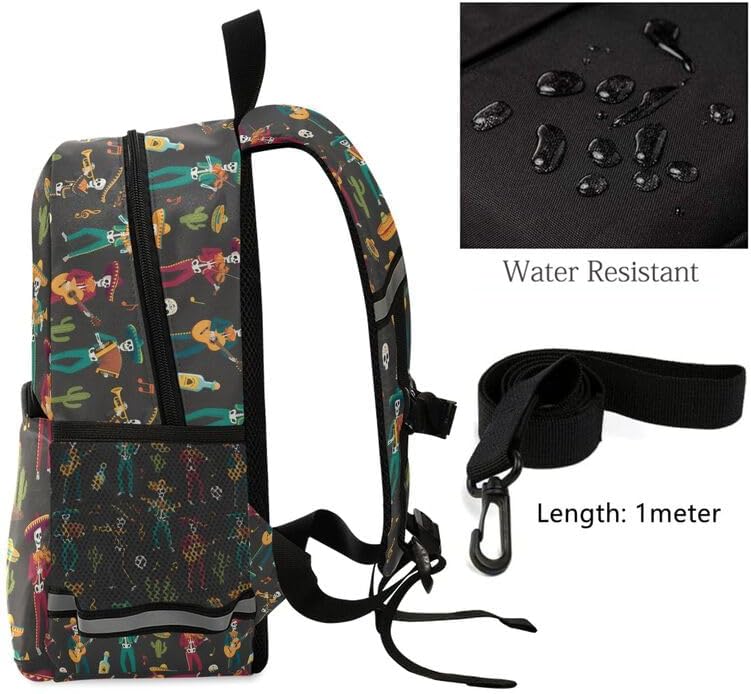 QUGRL Mexican Skeletons Toddler Backpack for Boys Girls Day Of The Dead Kids School Backpack with Chest Strap Leash Preschool Schoolbag Nursery Kindergarten Bag for Daycare Travel Hiking School