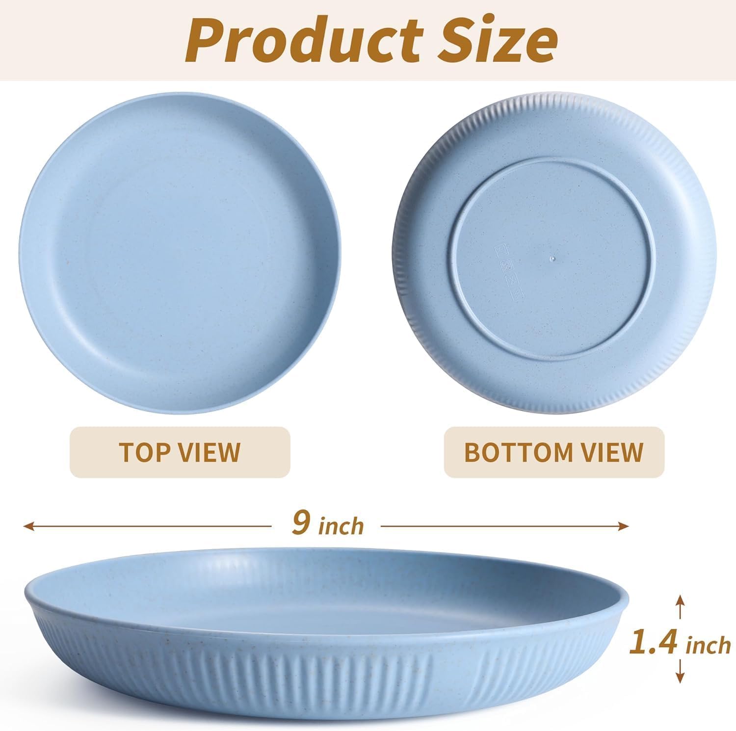 Wiederverwendbar Kunststoff Teller Set mit 8 Stück 23cm, BPA-Frei Mikrowellenfest & Spülmaschinenfest Essteller, Picknickteller | Unzerbrechliches Speiseteller für Salat Pasta Party Zuhause