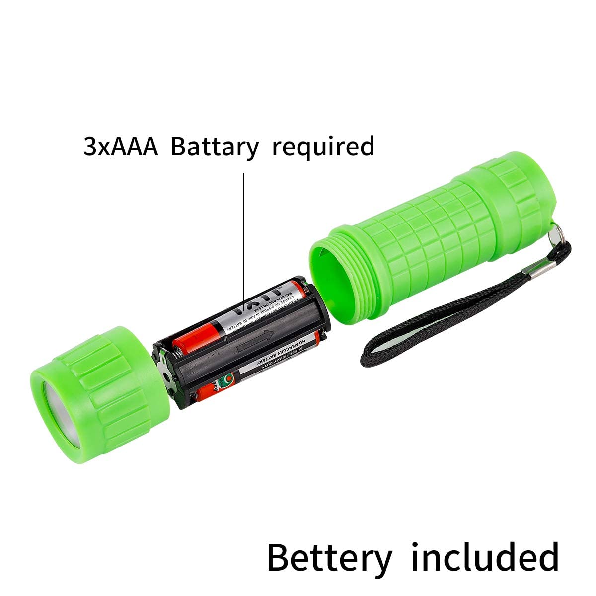 Whaply Kleine Mini-Taschenlampen, verschiedene Farben, mit 18 AAA-Batterien (6 Stück)