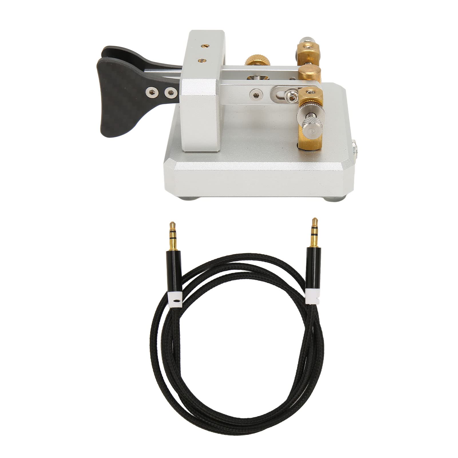 Lazmin112 Chiave con codice Morse a doppia paletta Custodia in acciaio inossidabile portatile per radio HAM Camping SOTA LOTA (Argento)