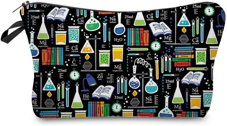 Livel lhood Women Travel Bag Chemistry Pattern Printed Cosmetic Bag Makeup Bag Small Pouch Gift for Women hz7093