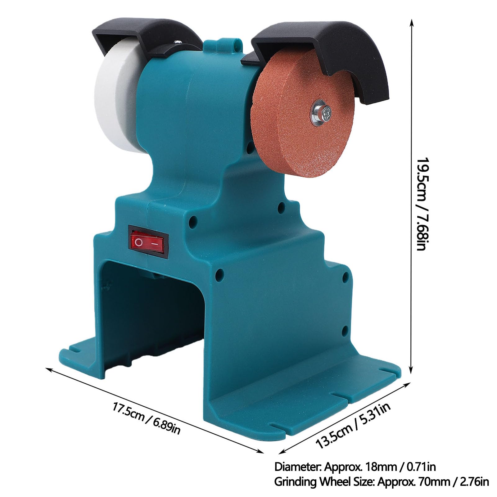 Mini Amoladora de Banco, Pulidora y Lijadora Inalámbrica de 200 W, 7000 RPM, con 2 Muelas Abrasivas y Kit de Montaje, para Pulir Afilar Herramientas, Compatible con Batería de