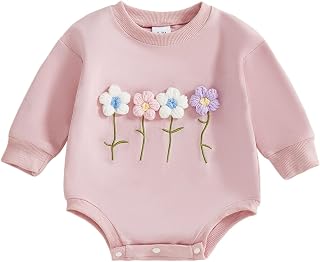 Newborn Baby Girl Clothes Love Heart Long Sleeve Bubble Romper Sweatshirt Onesie Infant Valentines Spring Outfits