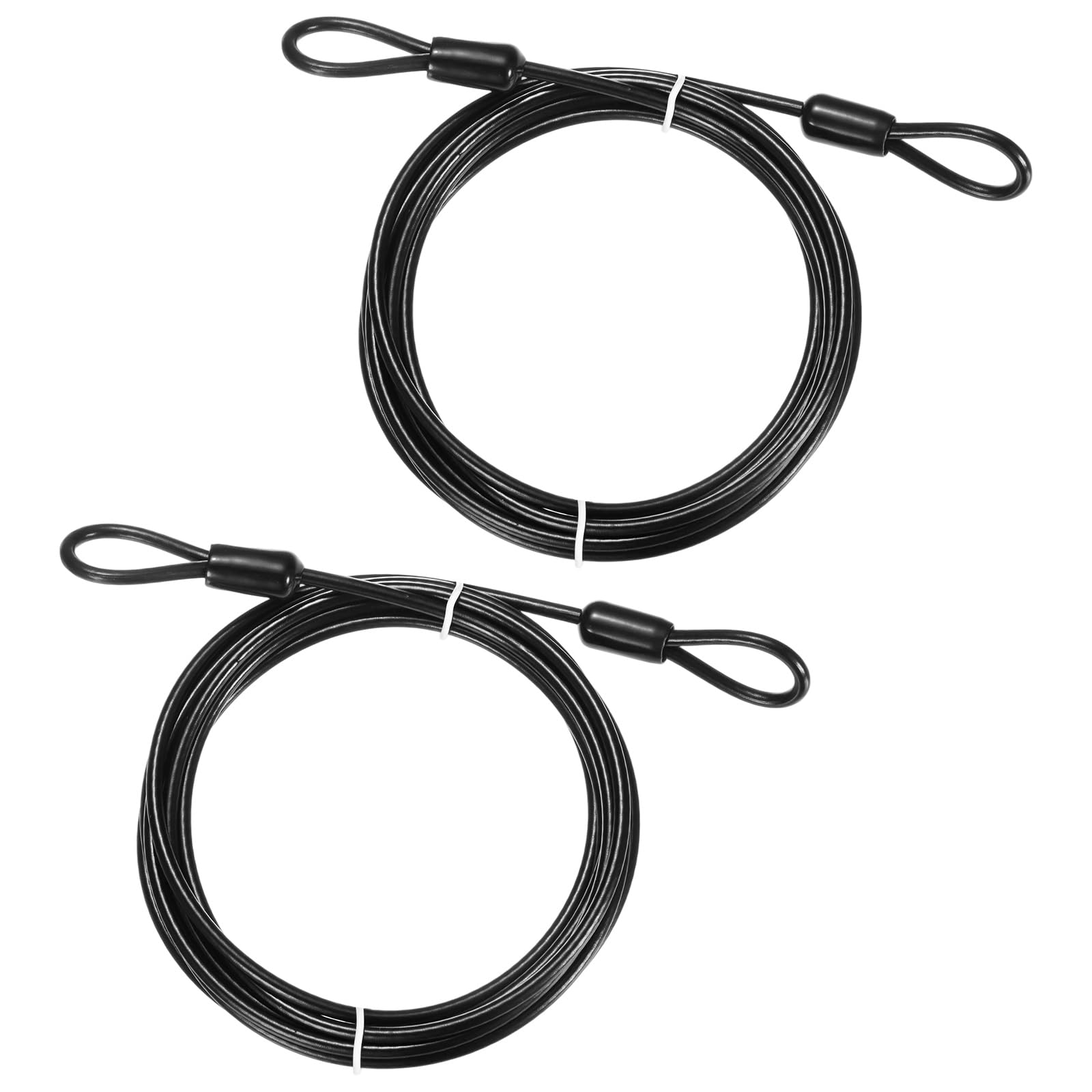 TIXIPEM Security Cable with Loops [2Pcs] - 6.56ft / 258.3 Inch Stainless Steel Luggage Lock Safety Cable Use for Bikes & Luggage & Toolbox, & Tent - [Black] Wire Rope Lanyard