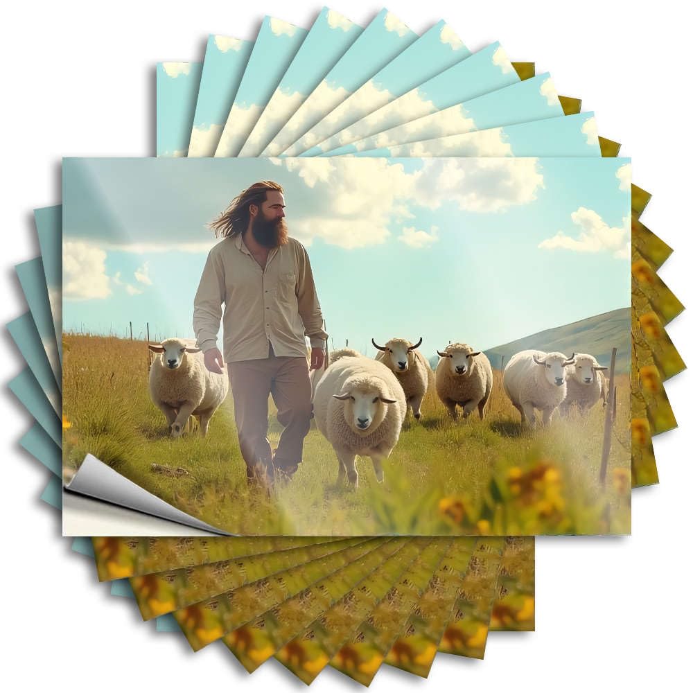 Tiny Decal, Beer Decor Laptop A Shepherd Leads His Flock of Sheep Across A Sunlit Field. | Funny Quote Farmers Decals(6X9CM)