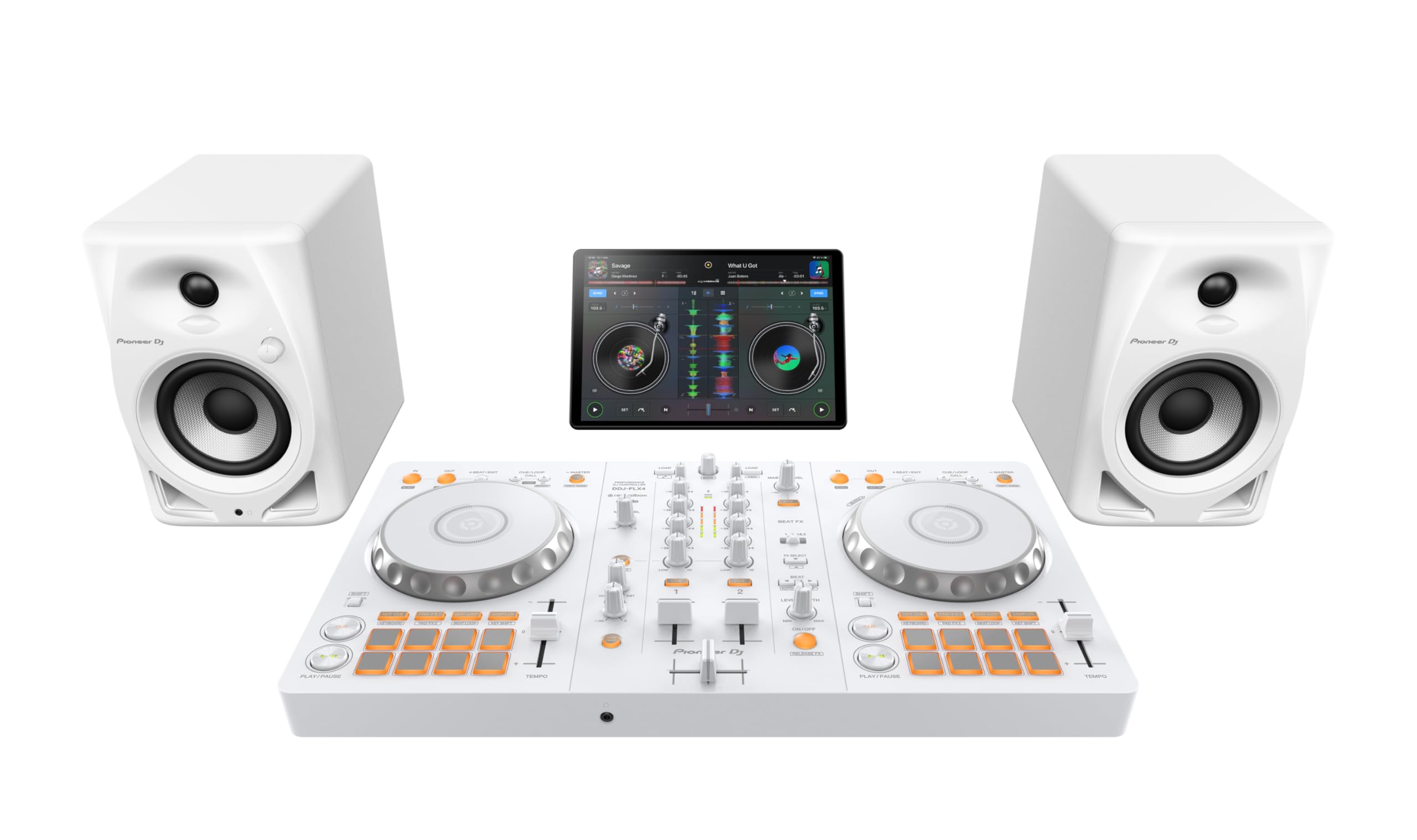 Pioneer DJ DDJ-FLX4 rekordbox 2-kanałowy kontroler Serato DJ biały edycja limitowana