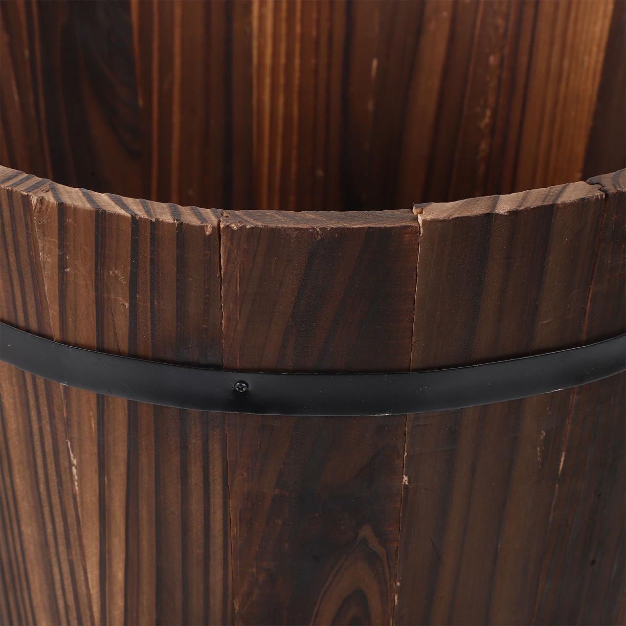 Vaguelly Rustic Wooden Barrels Planters Whiskey Barrels Bucket with Handle, Flower Planter Plant Pots Container Water Wishing Well Pail Garden Backyard Outdoor Indoor Decor