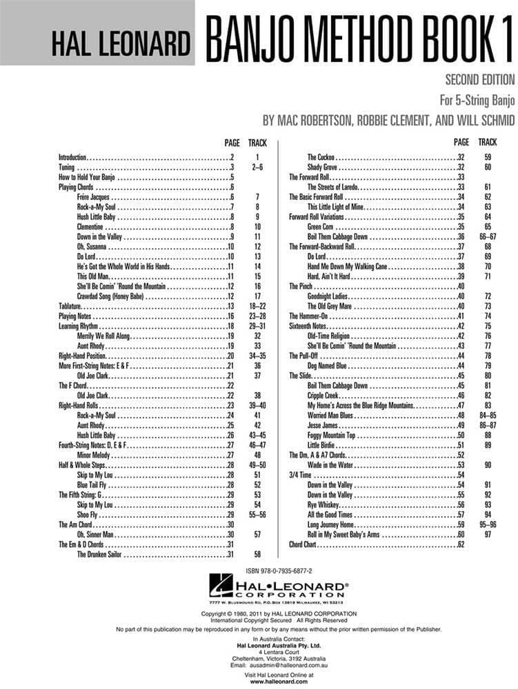 Hal Leonard Banjo Method - Book 1 (2nd Edition) | Beginner's Guide Songbook to 5-String Banjo with Online Audio Access Tablature | Bluegrass Style Banjo Instruction | 97 Full-Band Demo Tracks
