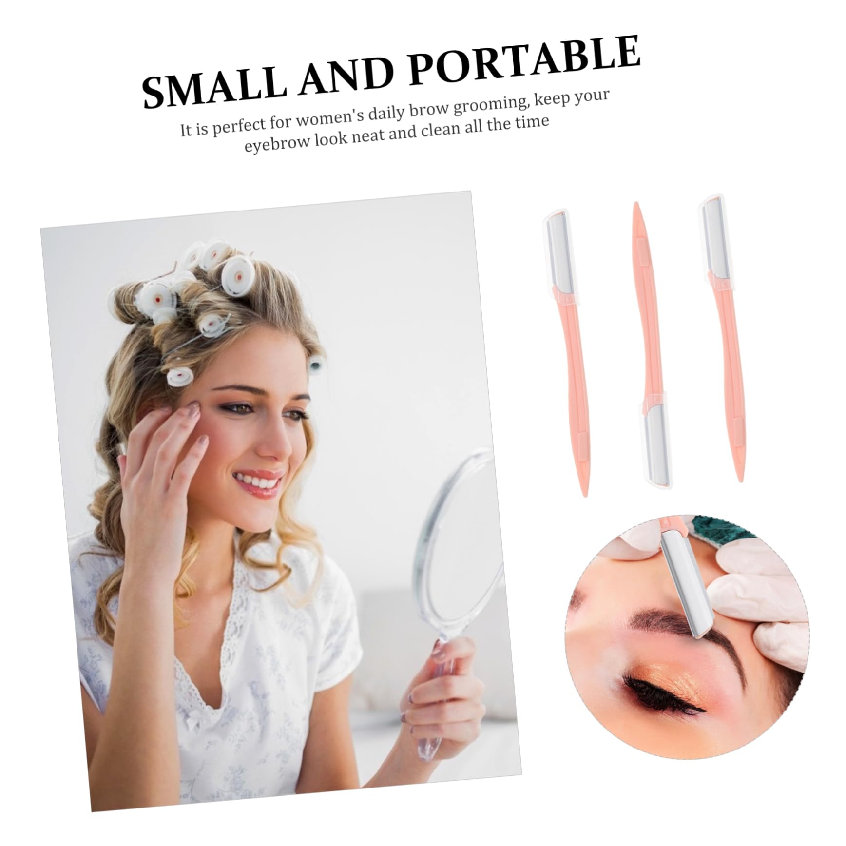 Baluue 9pezzi Rasoio Per Sopracciglia Con Manico Plastica Strumenti Pratici Per La Delle Sopracciglia Rasoio Eyebrow Shaper Rosa Facile Da Trasportare e Utilizzare