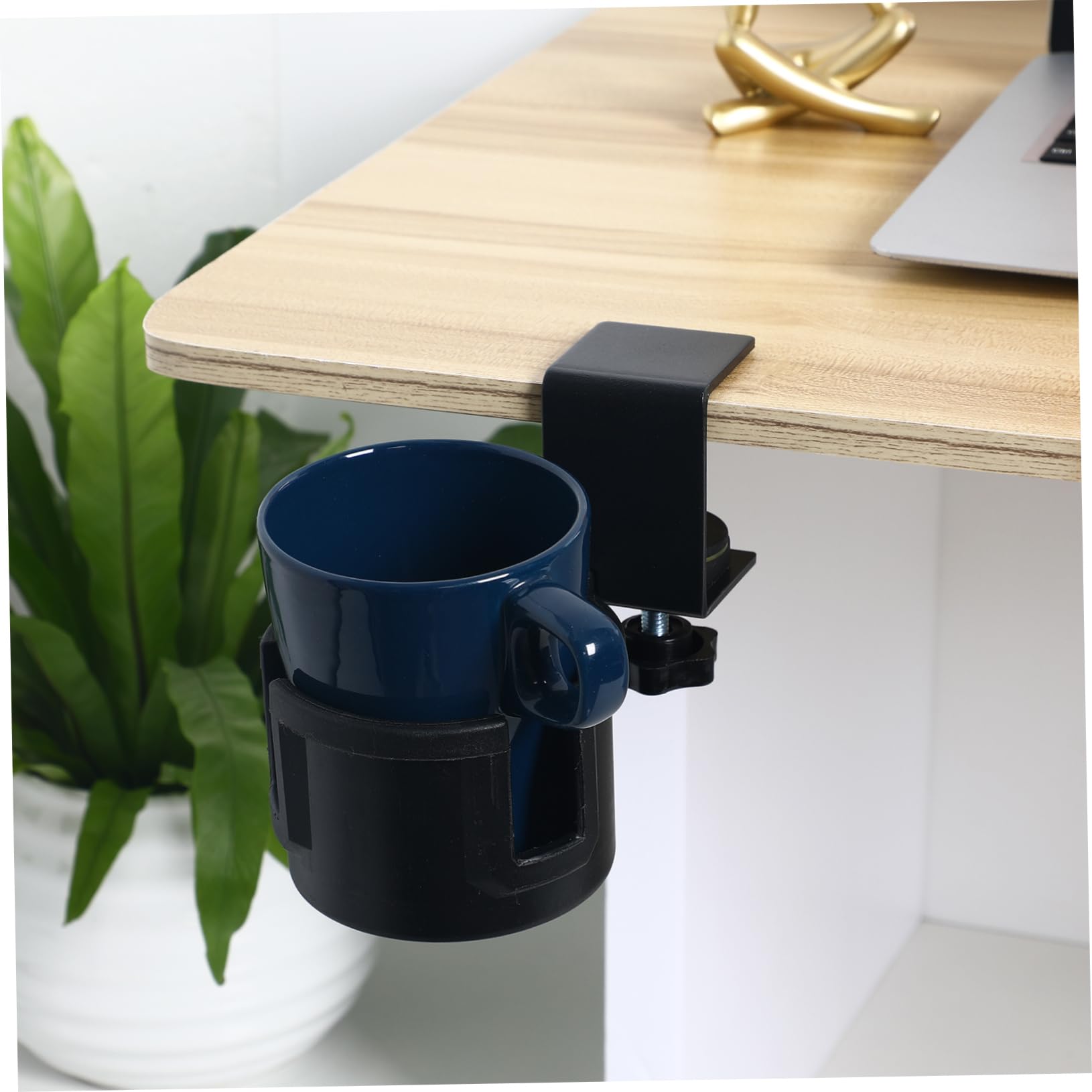 Drehbarer Tischbecherhalter mit Klemme, 180 Grad Verstellbar, Schwarz