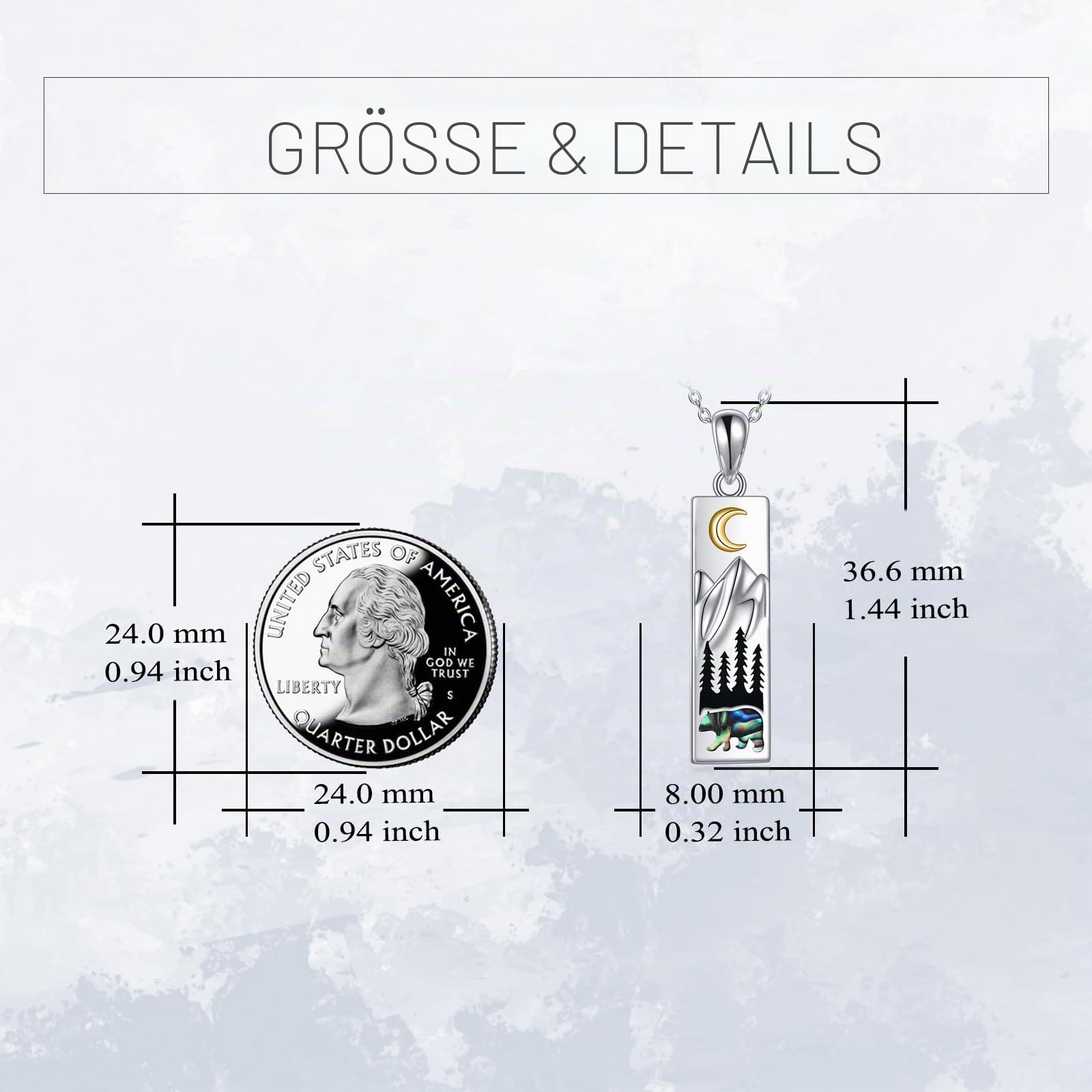 YFN Berg Kette Sterling Silber Bär Anhänger Halskette Wandern Geschenk Schmuck für Damen Herren Geschenk für Wanderer, Bergsteiger Kletterer