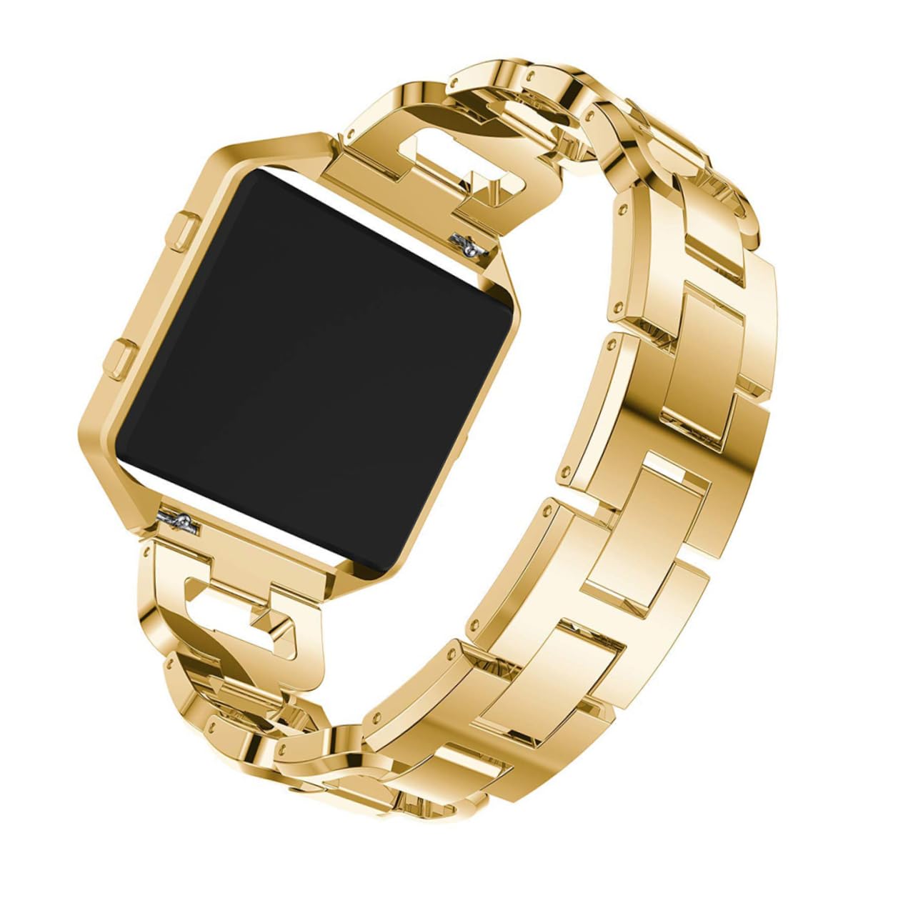 VILLCASE Correa Inoxidable para Rhinestones y Marco de Banda de Repuesto Elegante y Deportiva Compatible con Smartwatch Dorado