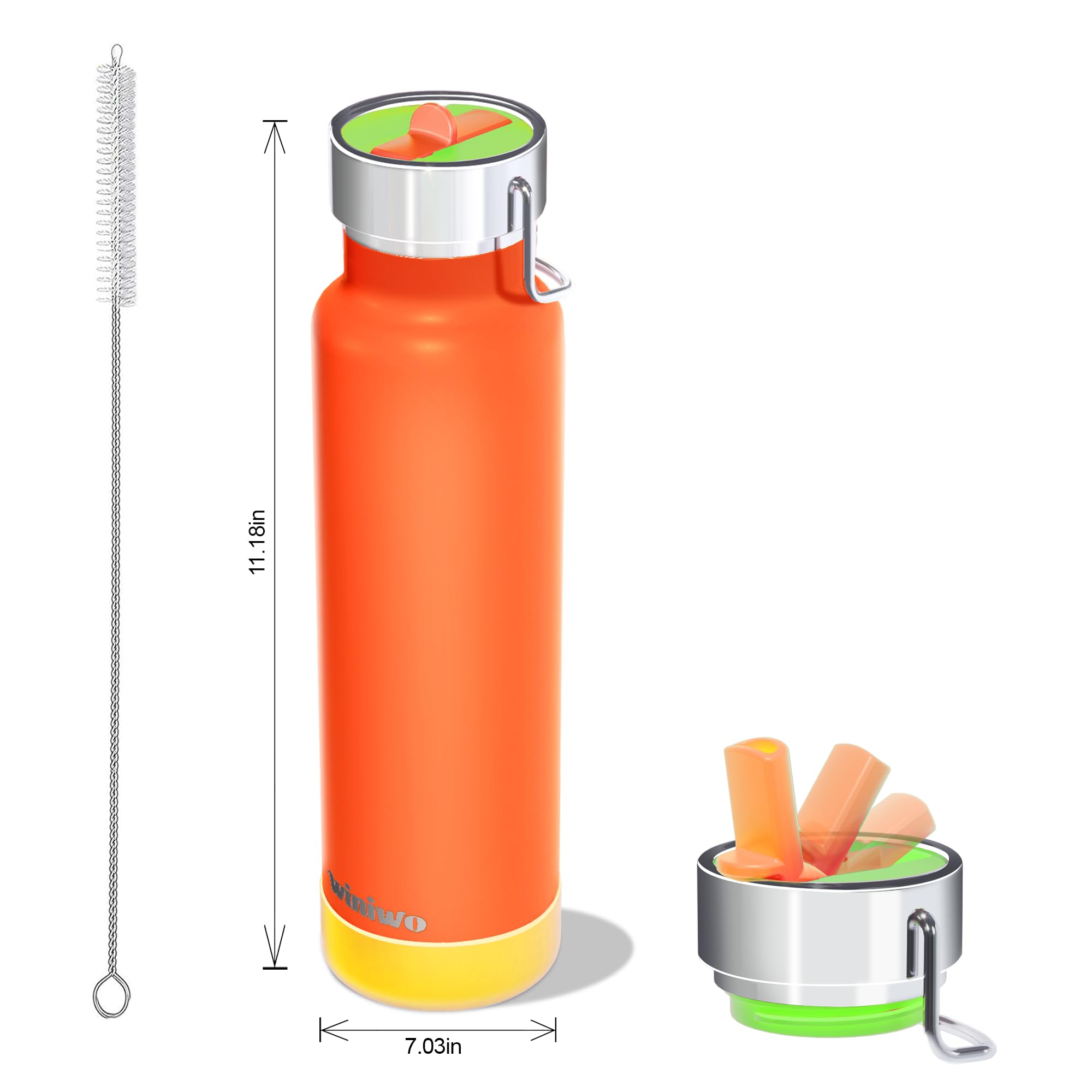 WINIWO 24 Oz Halloween Insulated Water Bottle - Stainless Steel, Flip Straw, Leakproof, Fits Cup Holders, Ghost Pumpkin Design - View #8