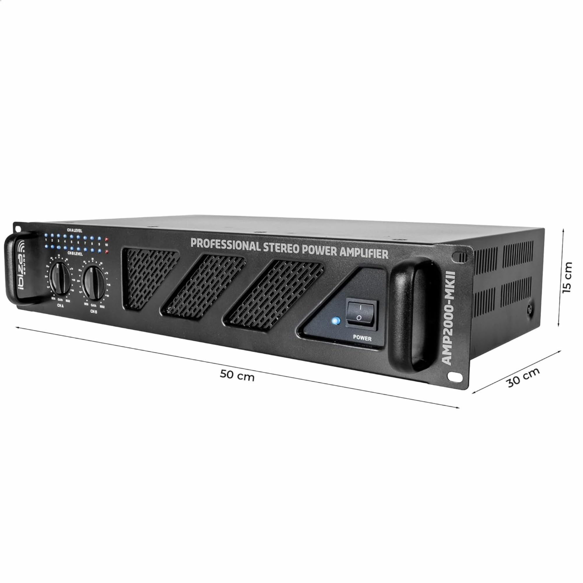 Ibiza Sound - Amplificatore Sono, 2 x 1500 W, AMP2000MKII, cavo HP altoparlante 3 m, cavo RCA/Jack DJ Speakon Serata