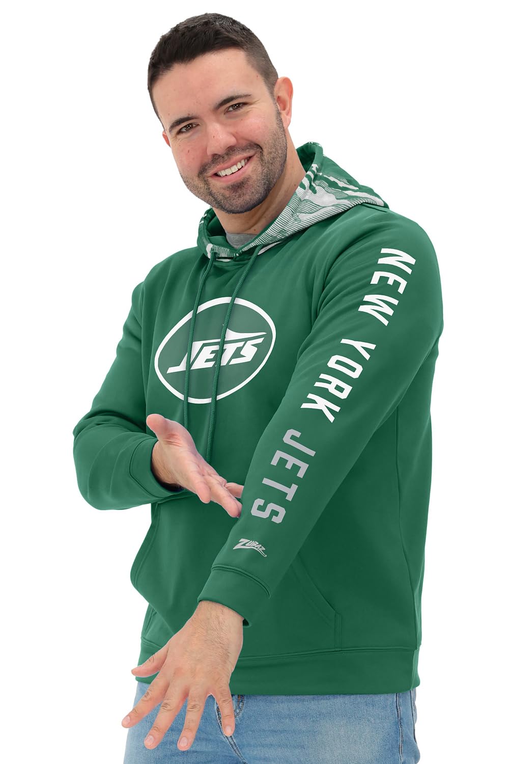Zubaz NFL Football Men's Solid Team Hoodie with Camo Lined Hood and Sleeve Graphic — view 70