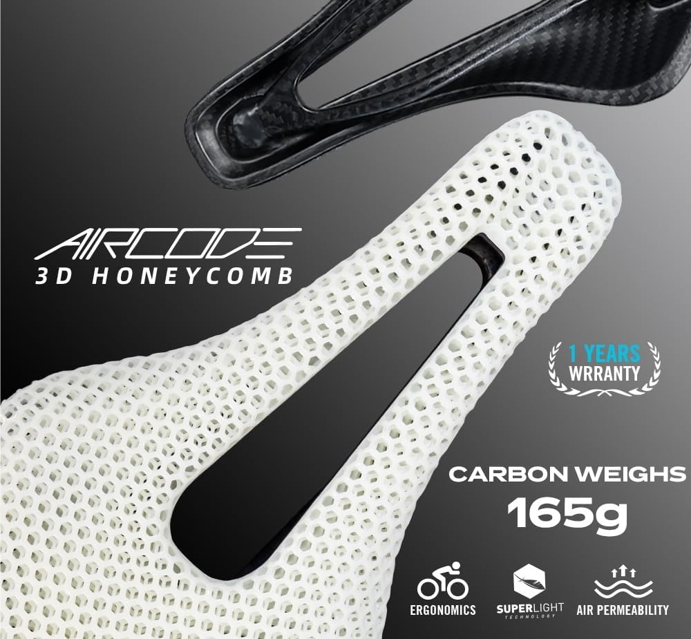 3D Printed Bike Saddle Carbon Fiber Ultralight Hollow Comfortable Breathable MTB Mountain Road Bicycle Cycling Seat