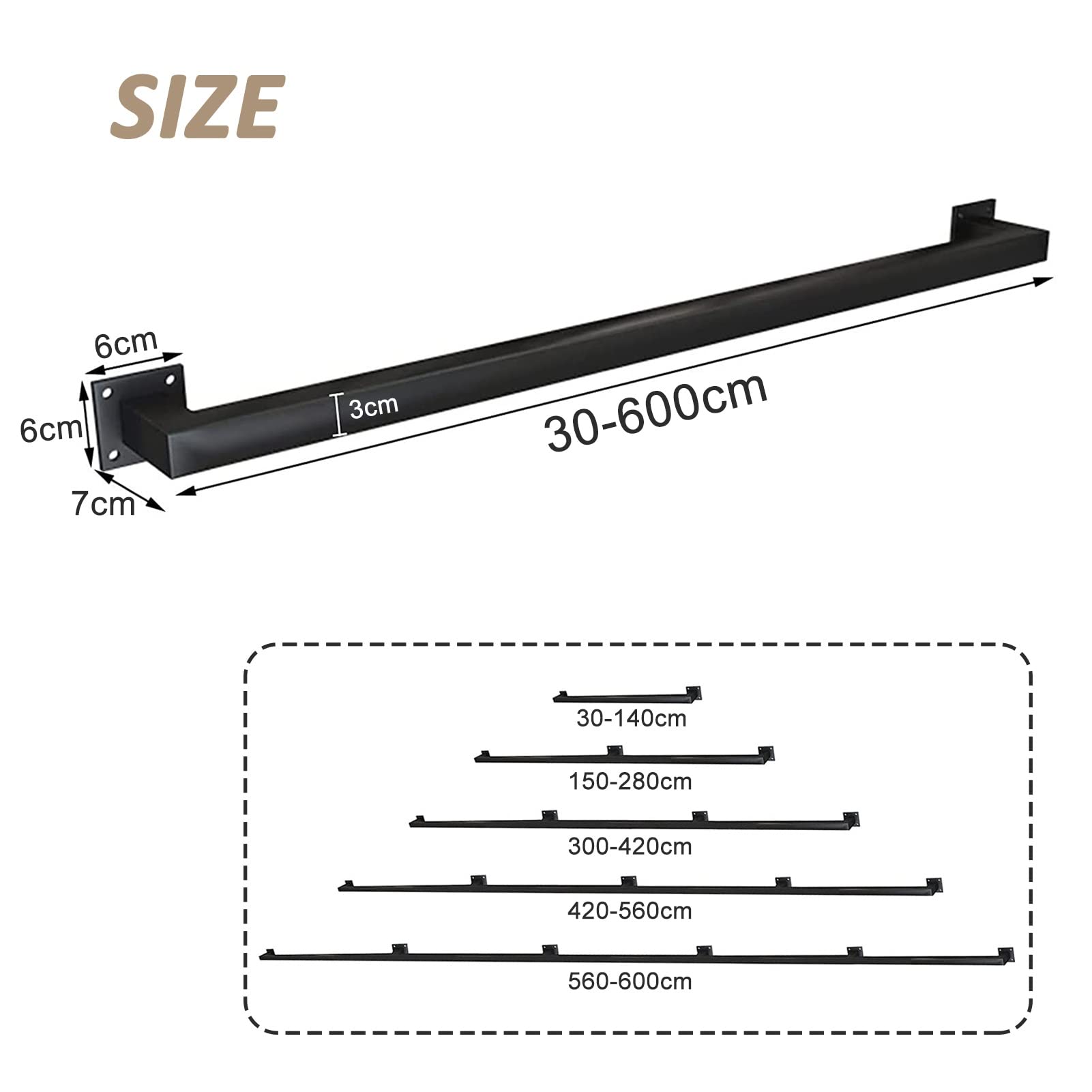 Stabiles 30600 cm wandmontiertes industrielles Schmiedeeisernes Geländer-Set, schwarze quadratische Geländerhalterungen mit Wandhalterungen und Metallschrauben (0,9 m)