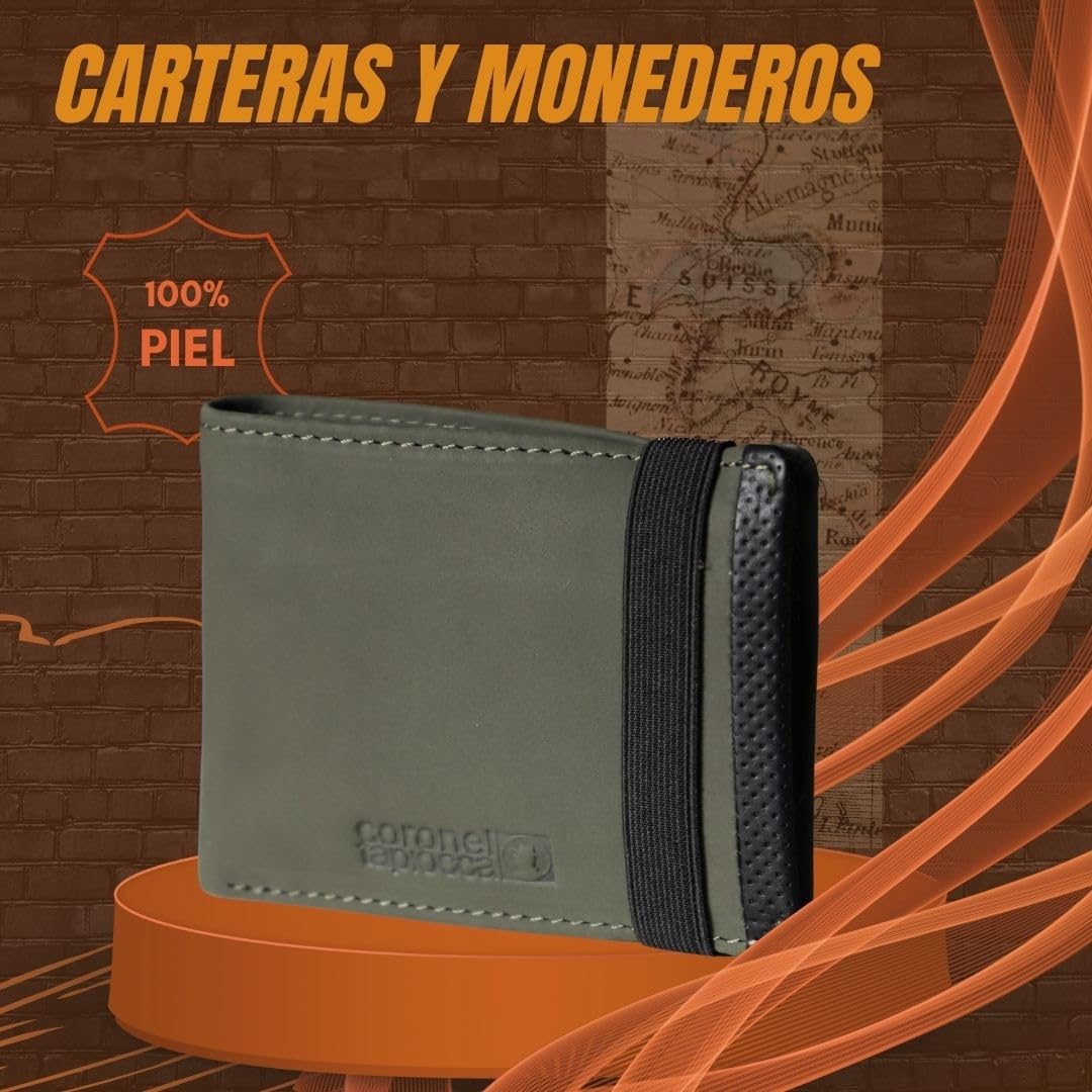 Coronel Tapioca - Carteras para Hombre de Piel - Cartera Hombre con Monedero - Monedero Hombre Casual - Cartera Tarjetero Hombre Gran Capacidad