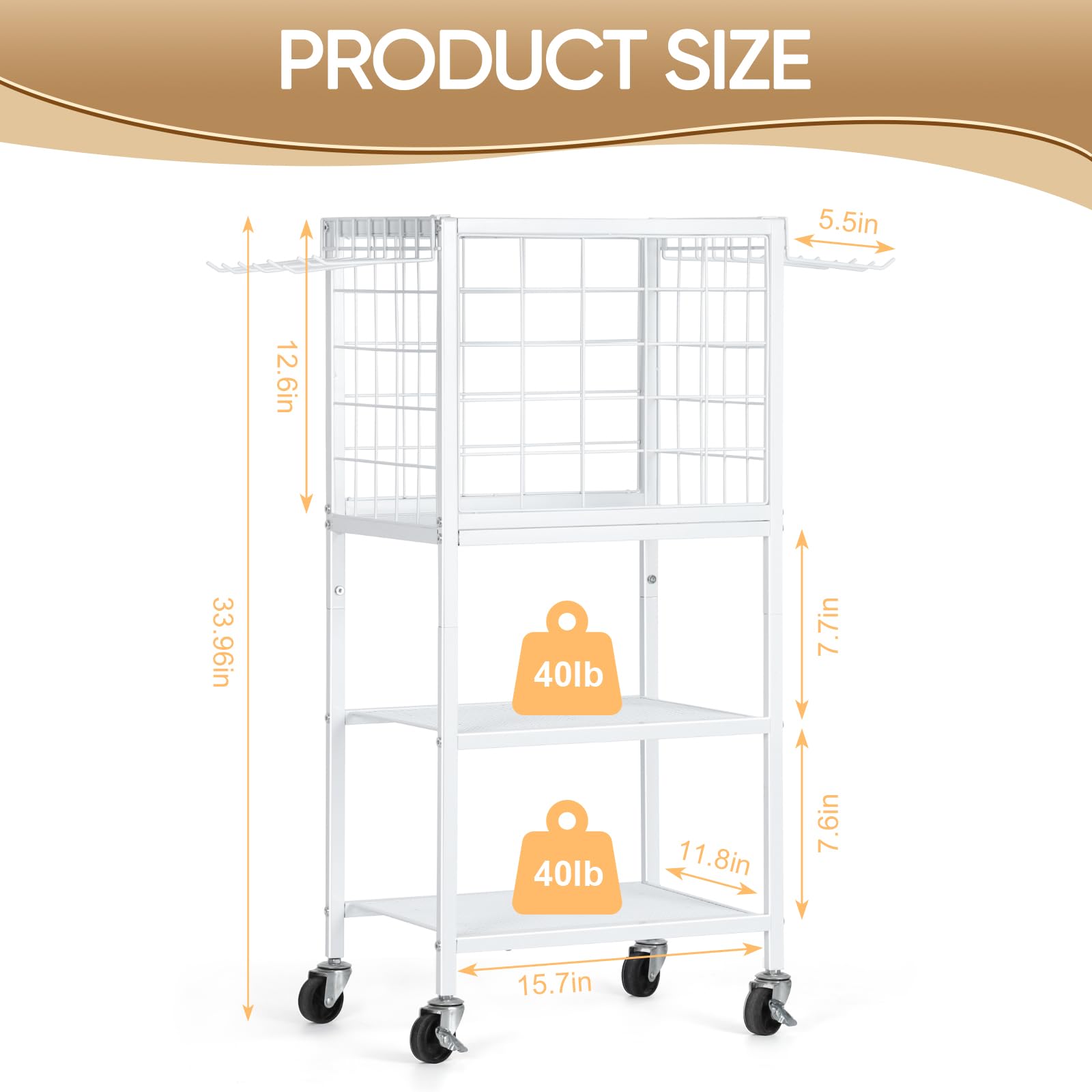 CADUKE Dumbbell Rack & Stand, Yoga Mat Storage with Hooks and Wheels, Home Gym Weight Rack for Dumbbells, Kettlebells, Yoga Mat, Yoga Block, Foam Roller and Resistance Band