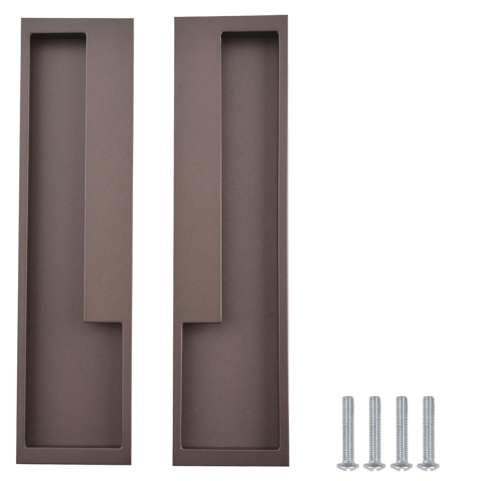 GERRIT Zinc Alloy Flush Pull Handles, 2pcs Embedded Sliding Door Handle Modern Simple Door Pull Handle for Sliding Barn Drawer Cupboard Wardrobe (Brown) (Color : Brown, Size : 192mm)