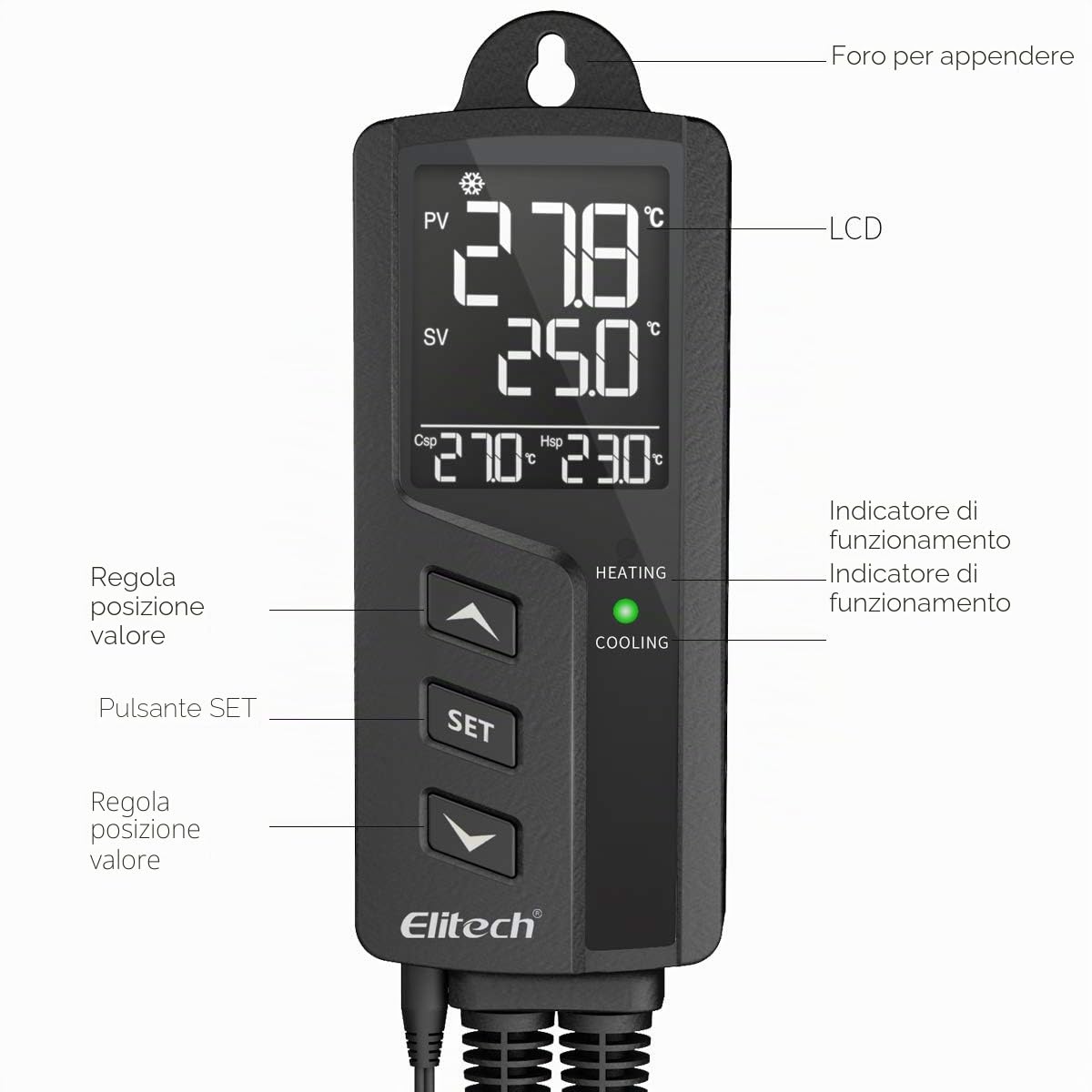 Elitech STC-1000Pro EUTermoregolatore Digitale Termostato Temperature Controller Dual Relay 220v Termostato Digitale con Sonda Per Acquari Rettili Riscaldatori