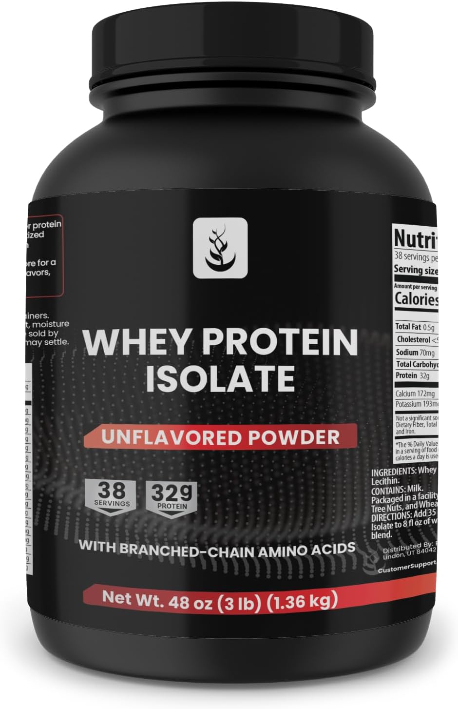 Whey Protein Isolate, 3 lb, Instantized, Unflavored