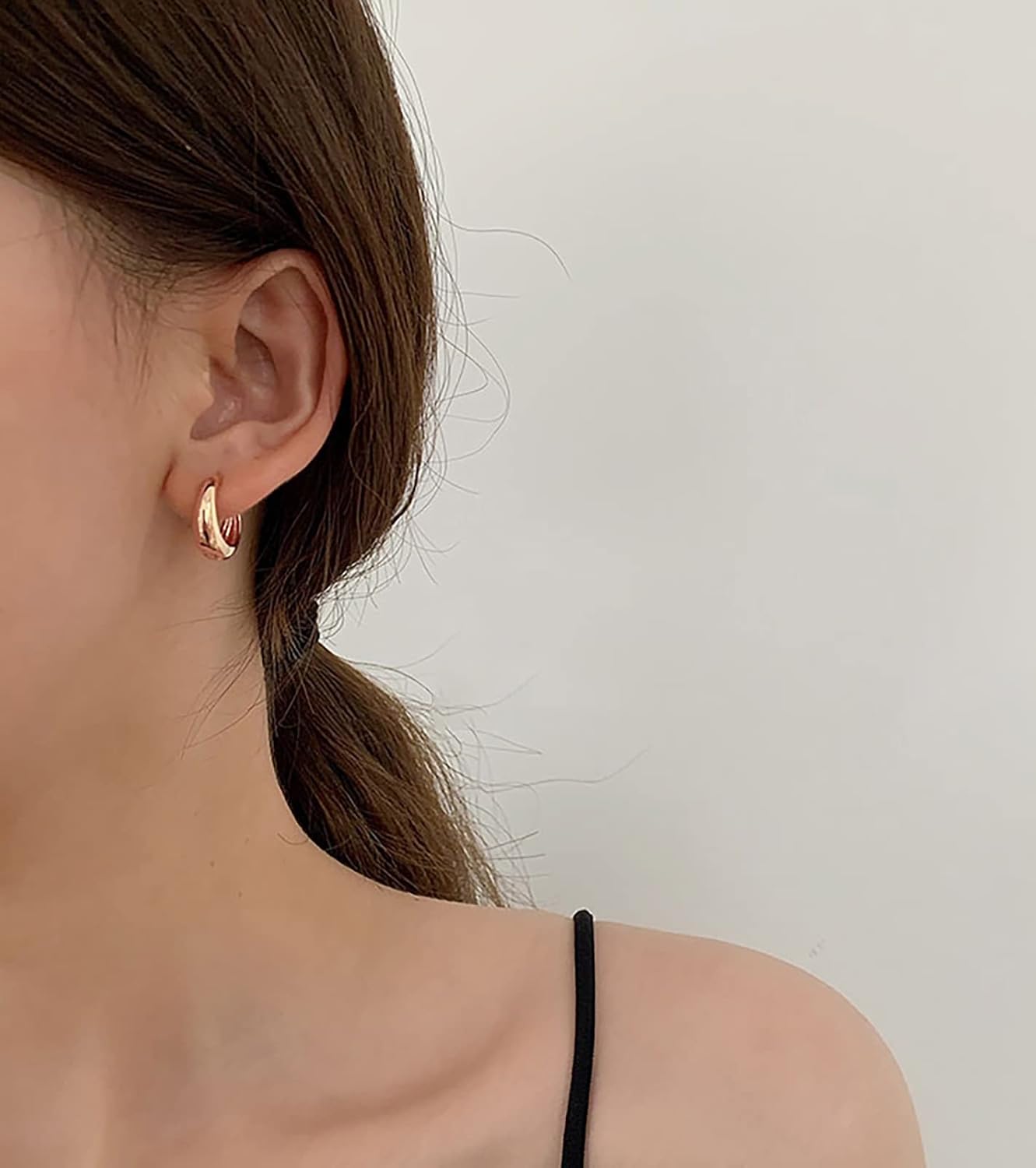 Gold Huggie Hoop Earrings Set for Women Small Chunky Gold Silver Earrings 14K Gold Filled Hypoallergenic Trendy Jewelry Dainty Huggie Earrings - Image 6