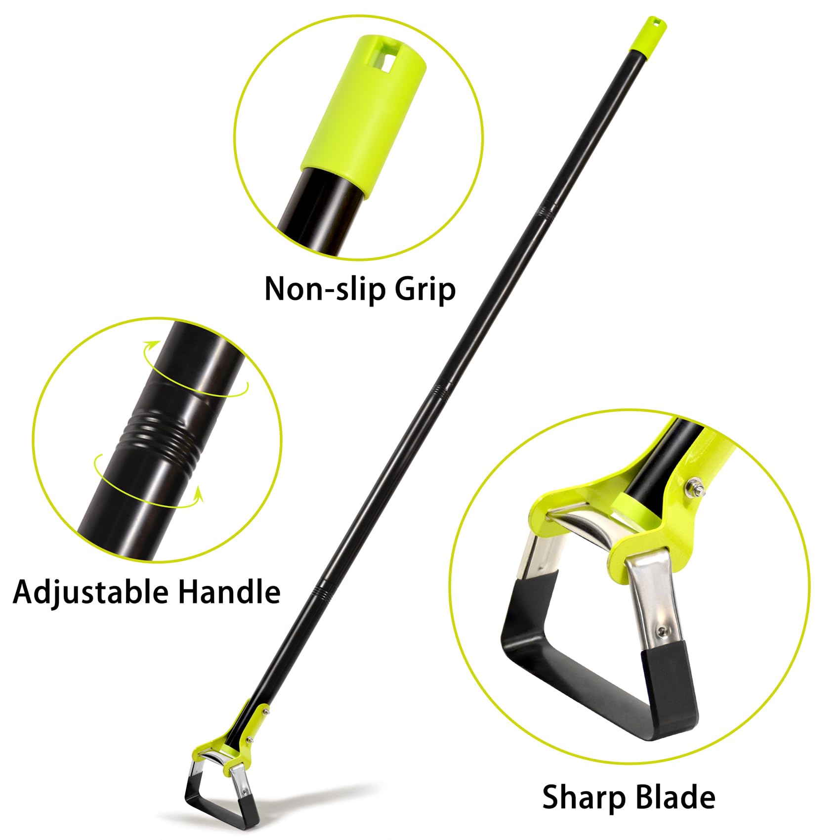 Zappa da giardino, regolabile, per diserbo, giardinaggio, allentamento del terreno, resistente con manico lungo, zappe con staffa, attrezzi da giardino per donne e uomini (76,2-154,9 cm)