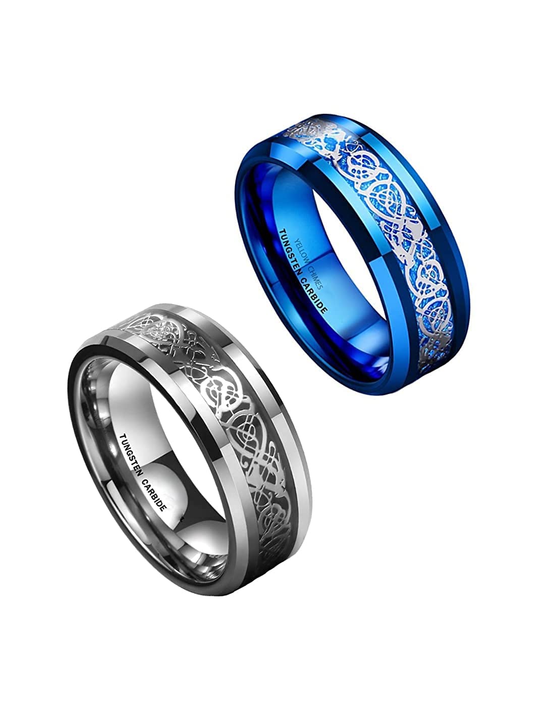 Yellow Chimes Combo Black & Blue Rings For Men | Pack of 2 Stainless Steel Men Rings | Dragon Celtic Design Black Blue Finger Rings for Boys | Ideal Gift For Men and Boys (B09P3Z9DD4) Amazon Price History, Amazon Price Tracker
