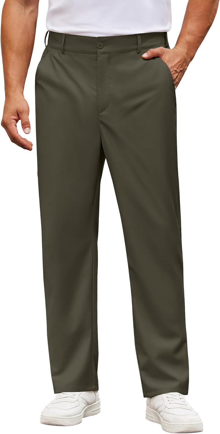 COOFANDY Mens Casual Chino Pants Classic Fit Stretch Wasit Khaki Trousers Business Casual Dress Pants