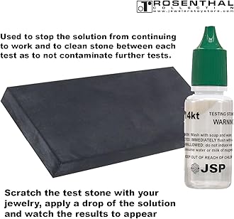 Rosenthal Collection Jewelry Tester, Gold Silver Acid 14k with Testing Stone 999 Sterling