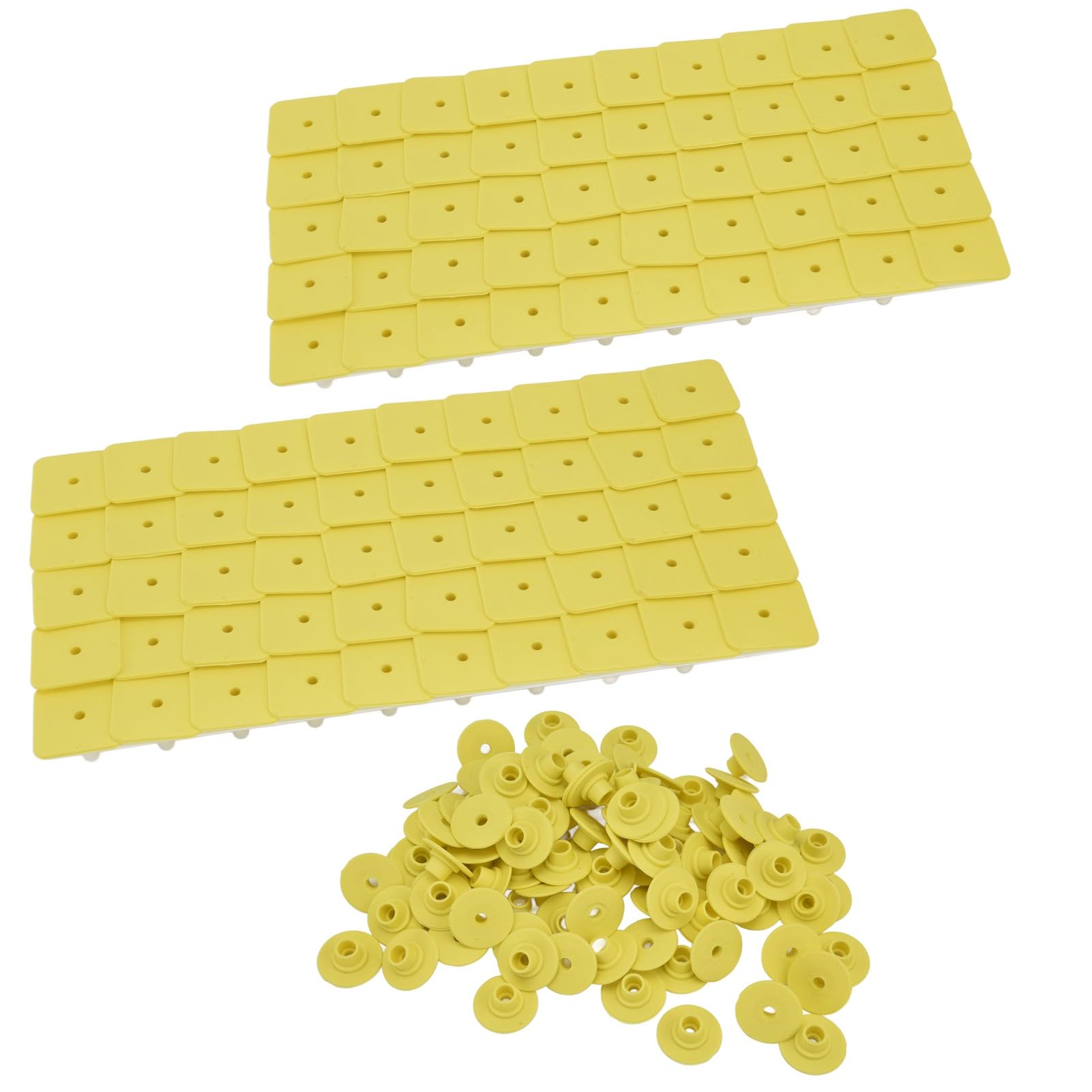 Set di etichette per orecchie di maiale Etichette per orecchie per bestiame 100 set Etichette in plastica giallo brillante con chiodi in rame per ovini, bovini, suini,