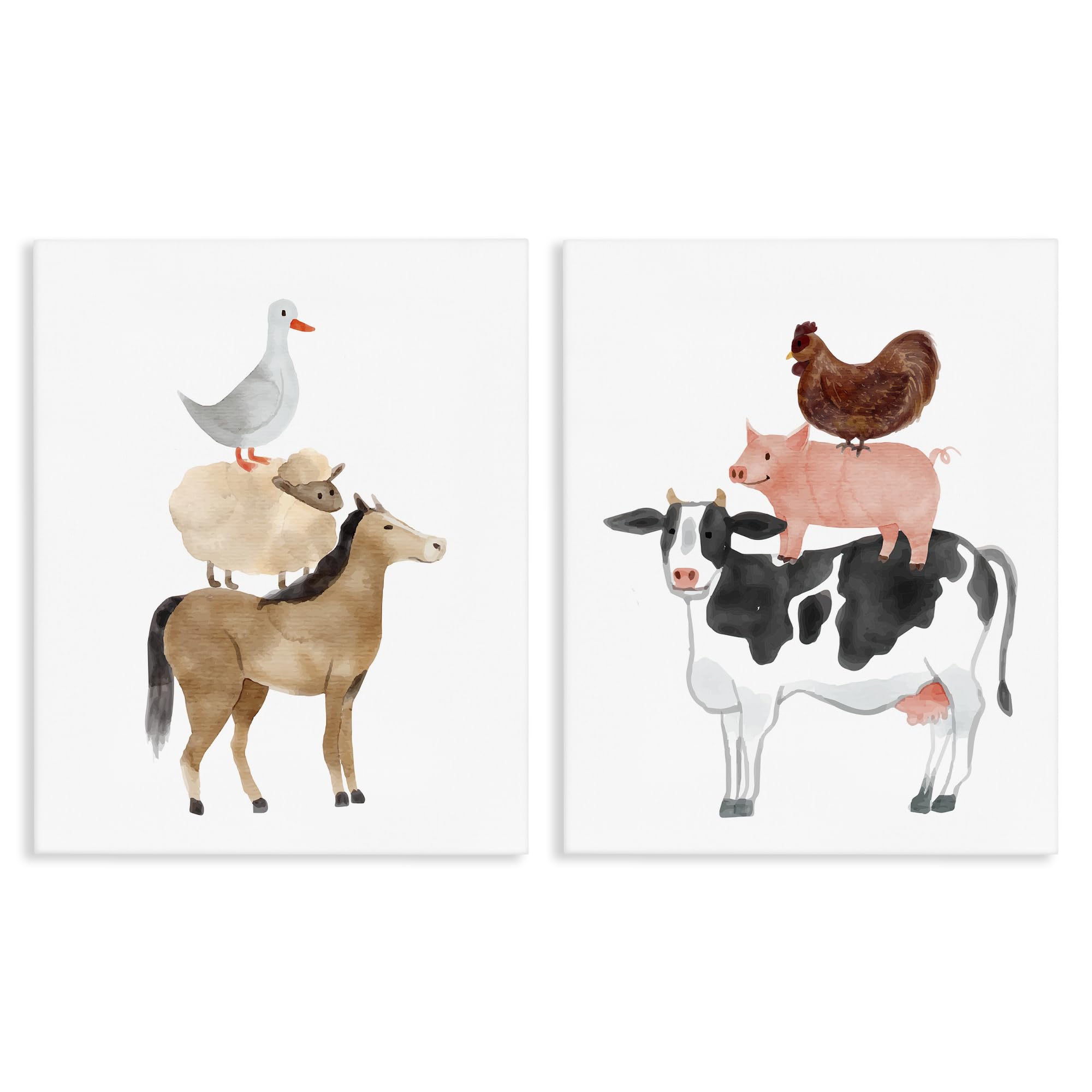 'Whimsical Farm Life Stacks'| 2pc Canvas Art Set 2