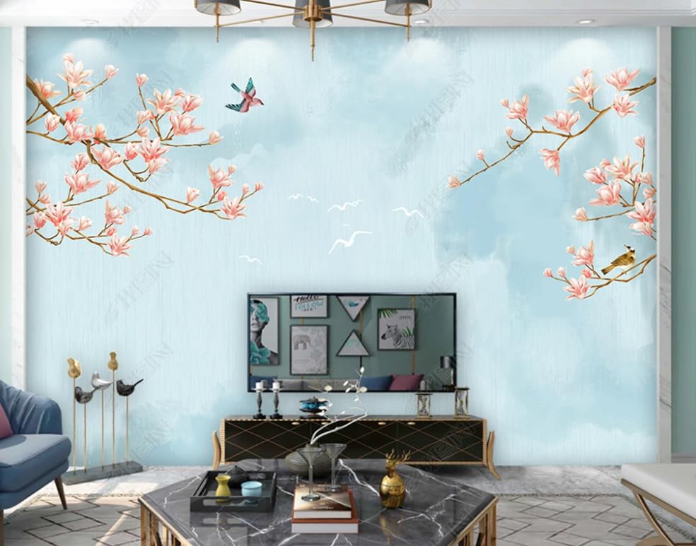 Papier peint intissé fleur oiseau magnolia pose facile 200cm - 3