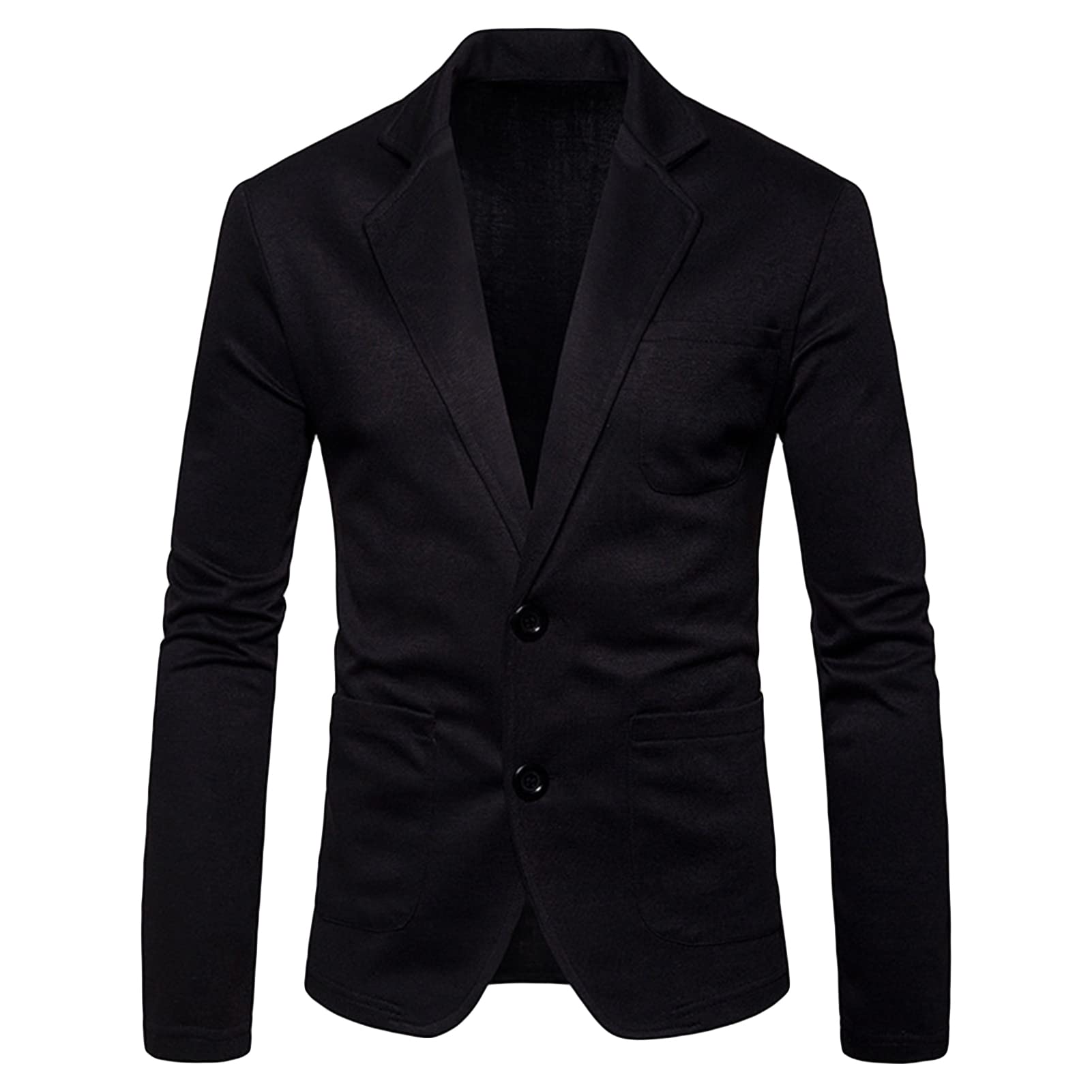 Men's Casual 2-Button Sport Coats Lightweight Slim Fit Cotton Suit Blazer Stylish Single Breasted Party Jackets (Black,Large)