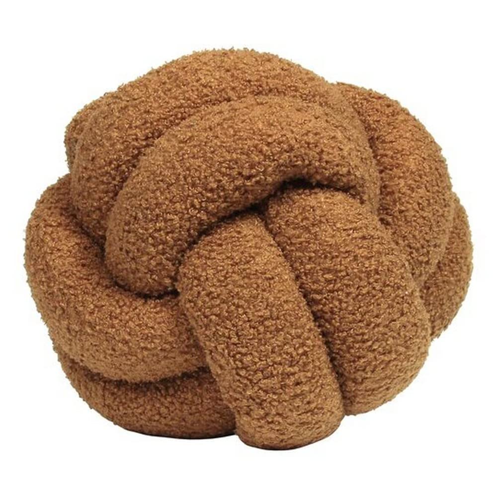 Furn Unisex Orange Boucle Knot Fleece Cushion In