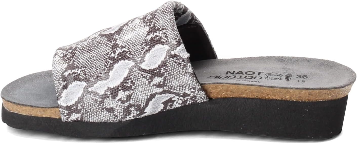 NAOT Footwear Women's Alanda Sandal Black/White Python Stretch 6 N US