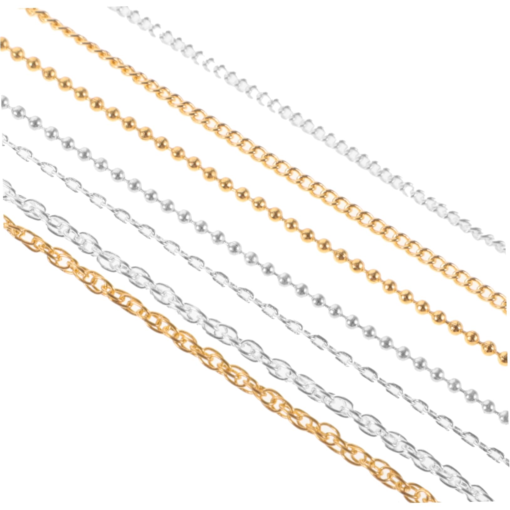 SHERCHPRY 7pcs Nail Art Metal Chain Strips Modern Design for Diy Acrylic Nails Charms Decor