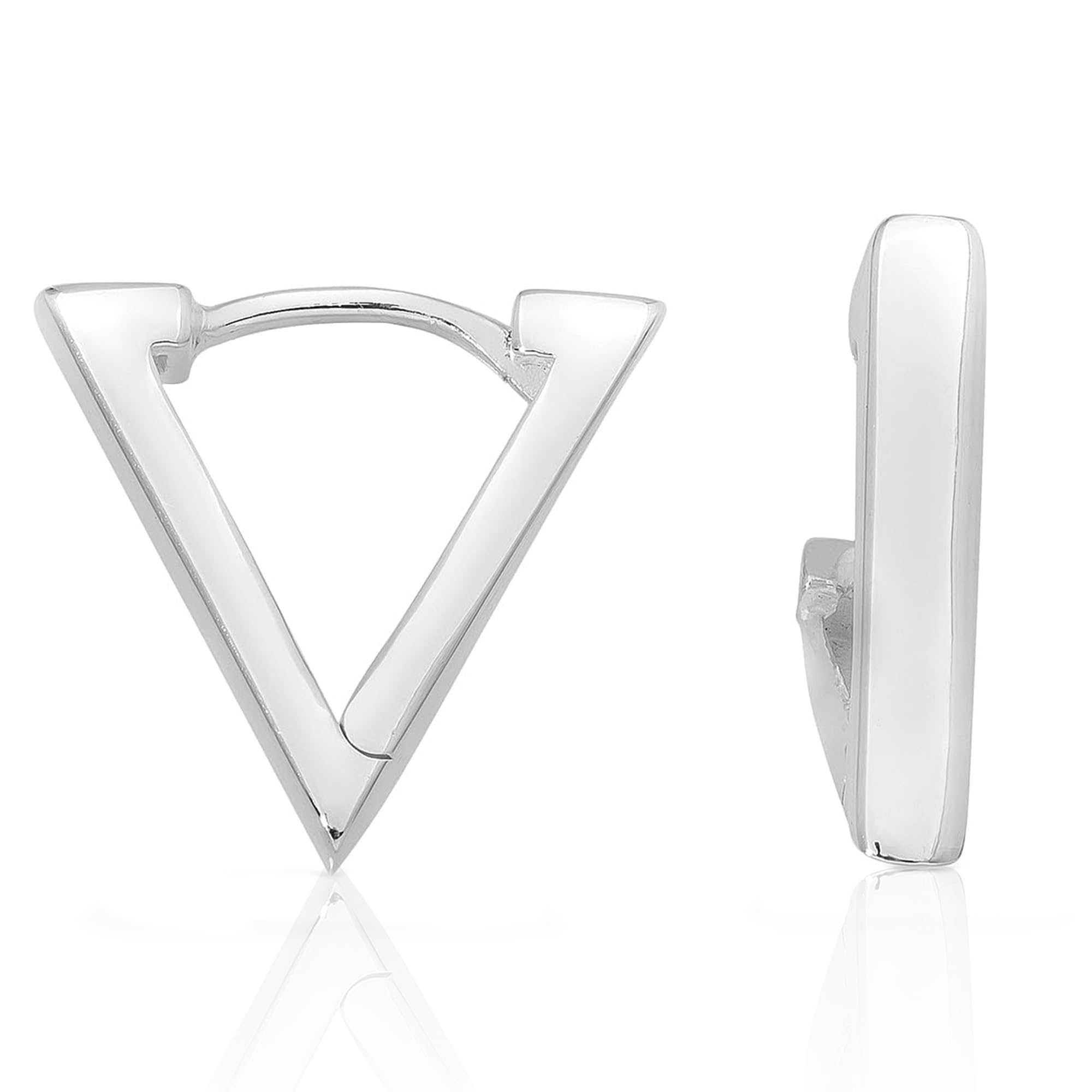 Cassini Creolen für Damen aus 925 Sterling Silber - Dreicke Creolen mit Klappverschluss, Mattiert oder Poliert, nickelfrei & antiallergisc, handgefertigt 3CZS