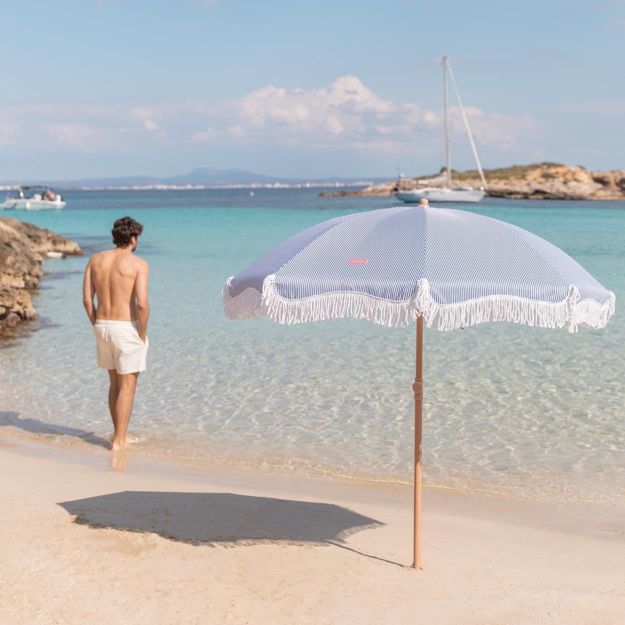 Flamingueo Sombrilla Playa, Piscina, Terraza Exterior, Protección UPF 50+, Altura y Orientación Regulable, Funda de Transporte, Poliéster, 210 x 180 cm