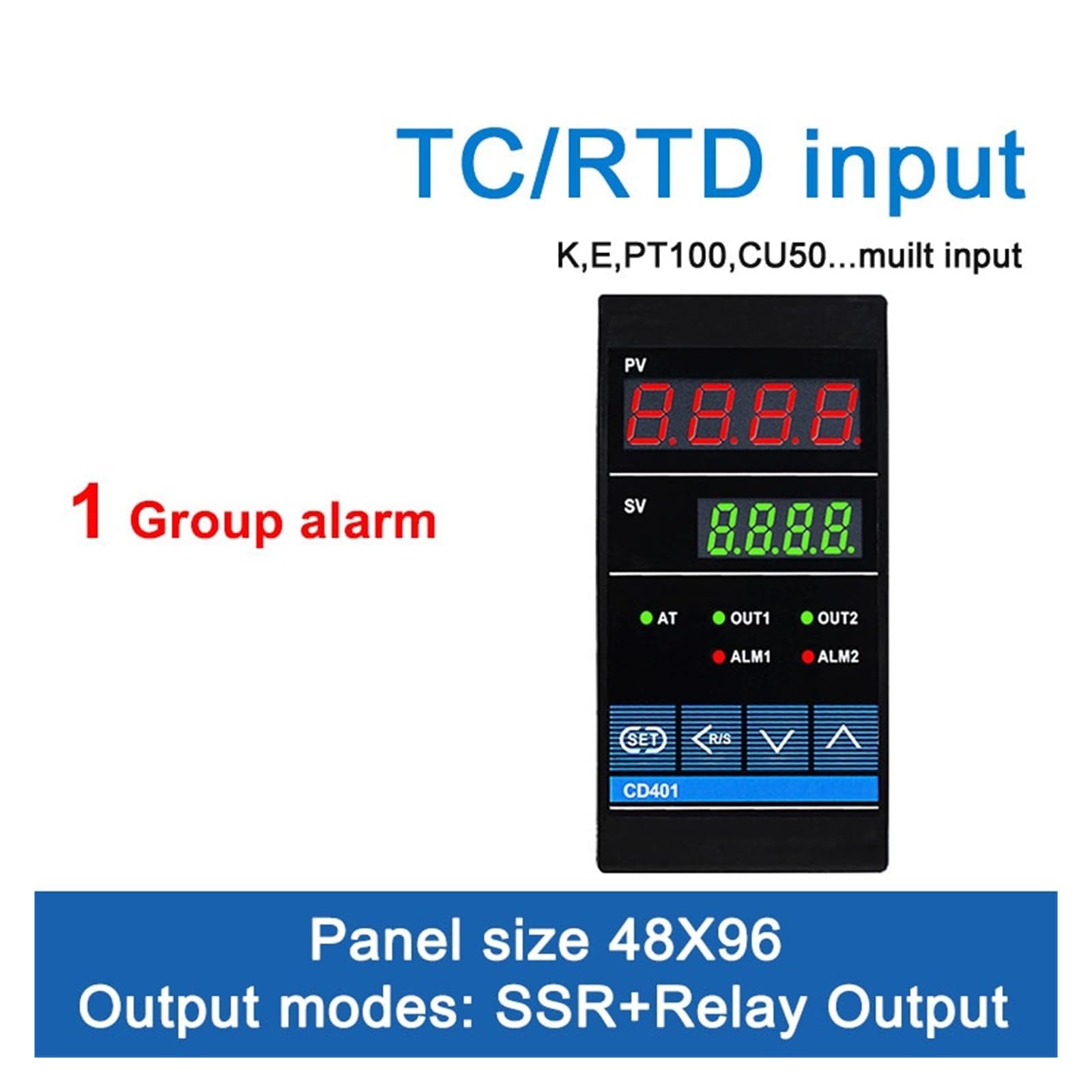 temperaturregler PID-Temperaturregler SSR-Relaisausgang RKC Industrieller intelligenter Regler TC/RTD-Eingang 48 x 96 mm CD401(SSR Relay Opt 1ALM)