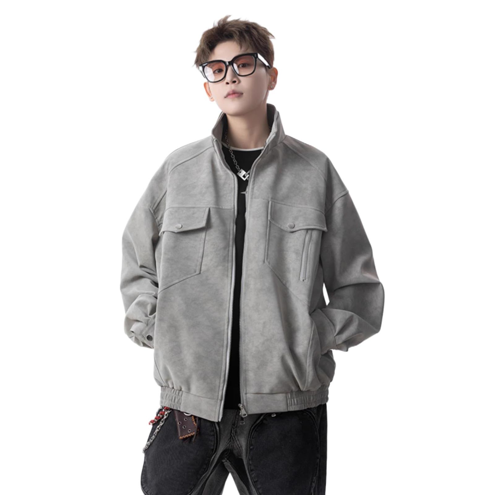 GUOYUXIAO Men's Jacket Male's Spring Casualwear Loose Coat-coffee-X-Large