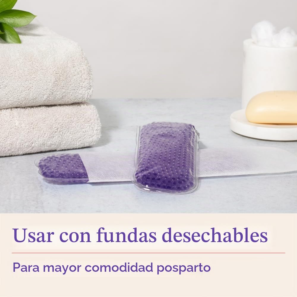 Lansinoh Almohadillas para calor y frío para artículos esenciales posparto, color morado, 2 unidades
