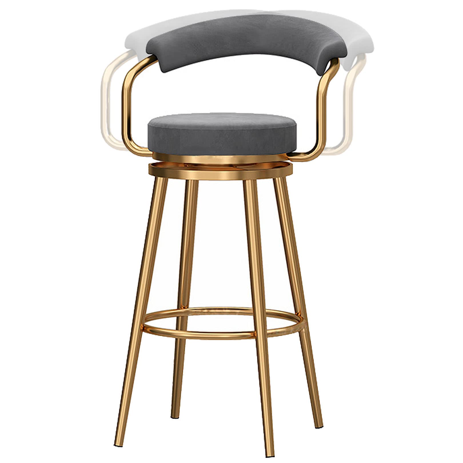 Tabouret de bar design chic en velours gris pour comptoir de cuisine et pub
