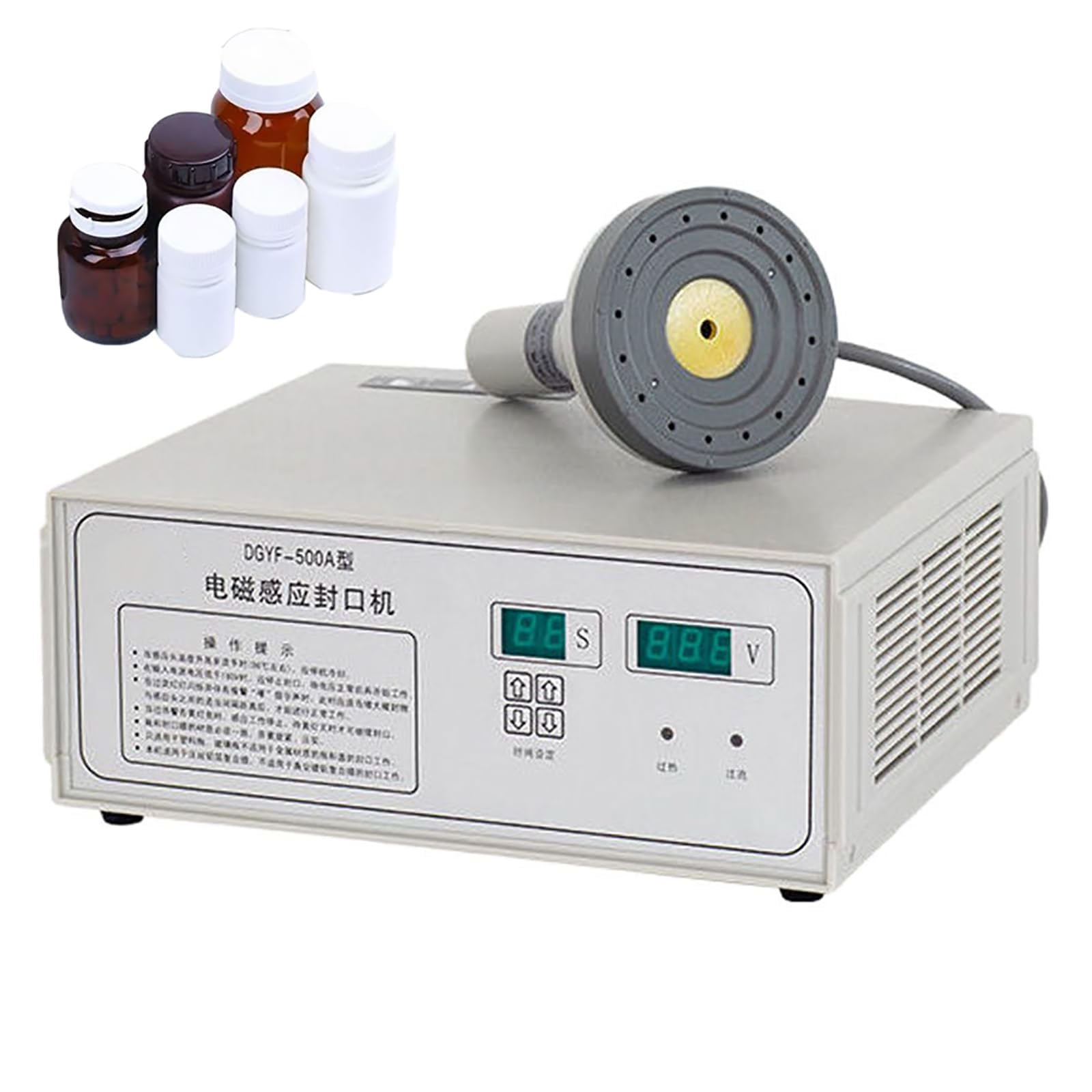 Machine à sceller par induction électromagnétique – Scelleuse thermique portable pour sceller automatiquement des bouteilles rondes, diamètre du joint 20-90 mm, technologie de chauffage par induction