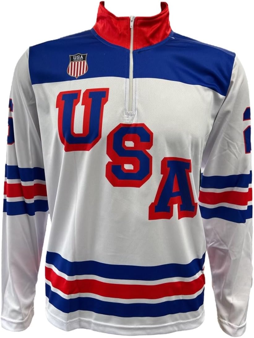 US Hockey Shield 2026 Replica 1/4 Zip Pullover. White - Adult
