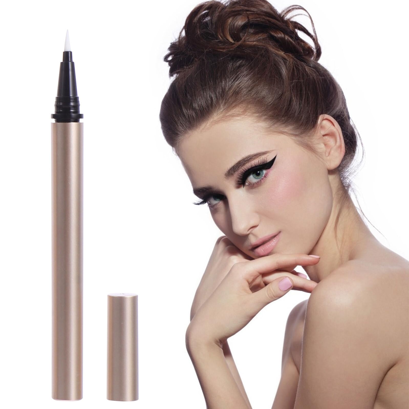 TEHAUX Nachfüllbare Eyeliner Stifthülsen Leicht und Praktisch 1ml aus Kunststoff 5 Stück in Gold zur Aufbewahrung von Flüssigem Eyeliner für Kosmetikgeschäfte
